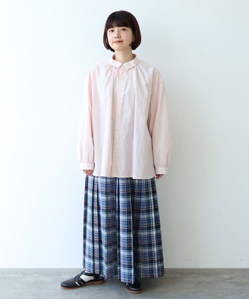bulle de savon(ビュルデサボン)の「●強撚ポプリン 製品染めブラウス(シャツ/ブラウス・レディース・ピンク/ライム/ホワイト/サックスブルー・FREE)」の10枚目の写真