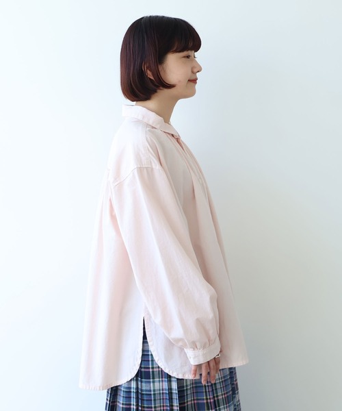 bulle de savon(ビュルデサボン)の「●強撚ポプリン 製品染めブラウス(シャツ/ブラウス・レディース・ピンク/ライム/ホワイト/サックスブルー・FREE)」の8枚目の写真