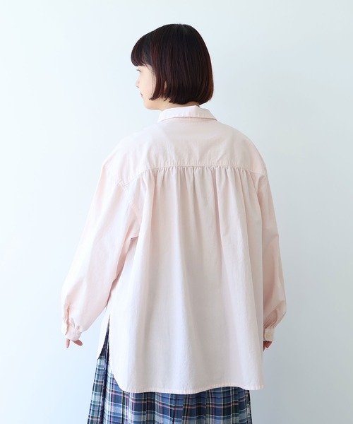 bulle de savon(ビュルデサボン)の「●強撚ポプリン 製品染めブラウス(シャツ/ブラウス・レディース・ピンク/ライム/ホワイト/サックスブルー・FREE)」の9枚目の写真