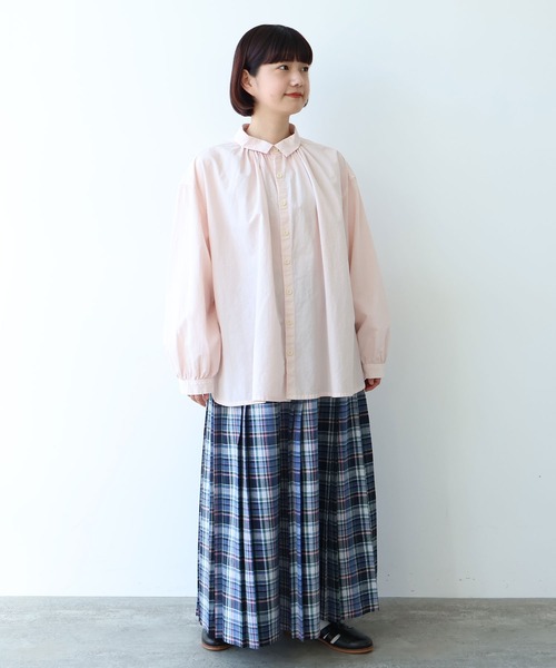 bulle de savon(ビュルデサボン)の「●強撚ポプリン 製品染めブラウス(シャツ/ブラウス・レディース・ピンク/ライム/ホワイト/サックスブルー・FREE)」の12枚目の写真
