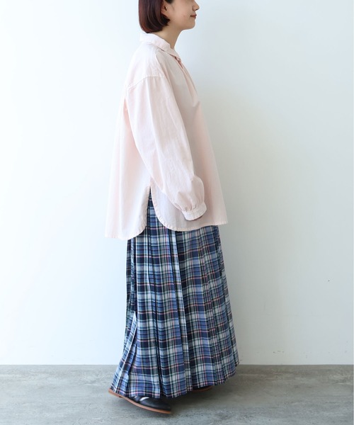 bulle de savon(ビュルデサボン)の「●強撚ポプリン 製品染めブラウス(シャツ/ブラウス・レディース・ピンク/ライム/ホワイト/サックスブルー・FREE)」の13枚目の写真