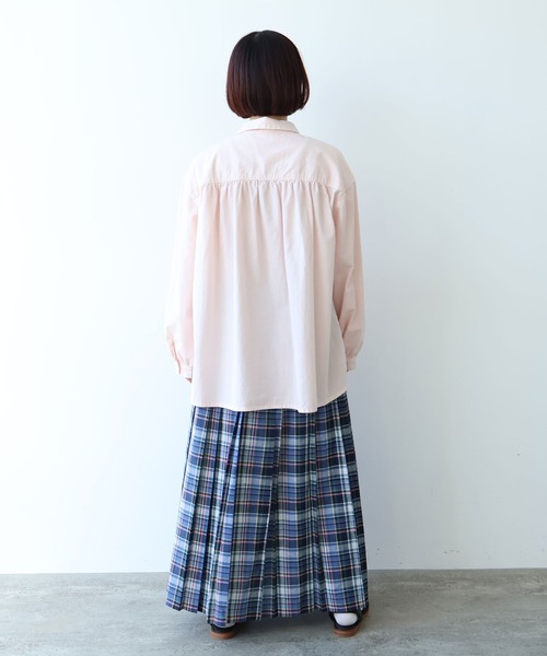 bulle de savon(ビュルデサボン)の「●強撚ポプリン 製品染めブラウス(シャツ/ブラウス・レディース・ピンク/ライム/ホワイト/サックスブルー・FREE)」の14枚目の写真