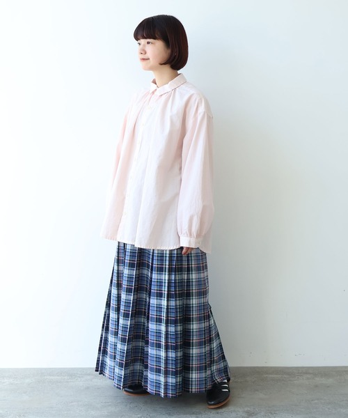 bulle de savon(ビュルデサボン)の「●強撚ポプリン 製品染めブラウス(シャツ/ブラウス・レディース・ピンク/ライム/ホワイト/サックスブルー・FREE)」の15枚目の写真