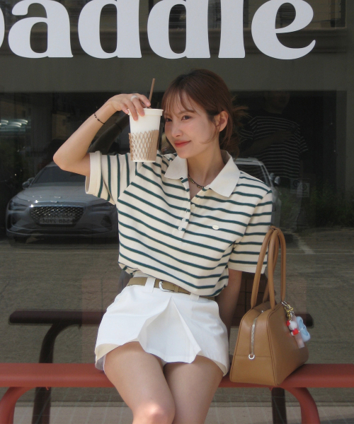 ANOETIC(アノエティック)の「ANC STRIPE RUGBY HALF T-SHIRT_IVORY(Tシャツ/カットソー・レディース・アイボリー・FREE)」の1枚目の写真