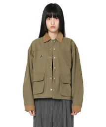 PIECEMAKER（ピースメーカー）の「CORDUROY POINT COTTON WORK JACKET (KHAKI)（ミリタリージャケット）」