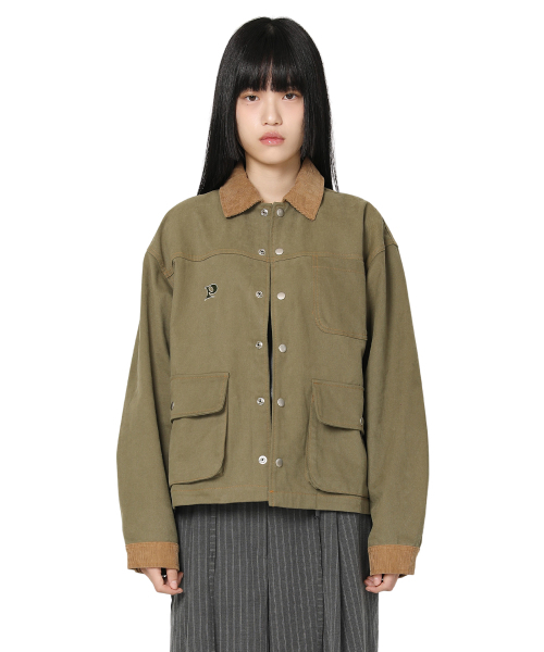 PIECEMAKER(ピースメーカー)の「CORDUROY POINT COTTON WORK JACKET (KHAKI)(ミリタリージャケット・レディース・その他・MEDIUM/LARGE)」の2枚目の写真