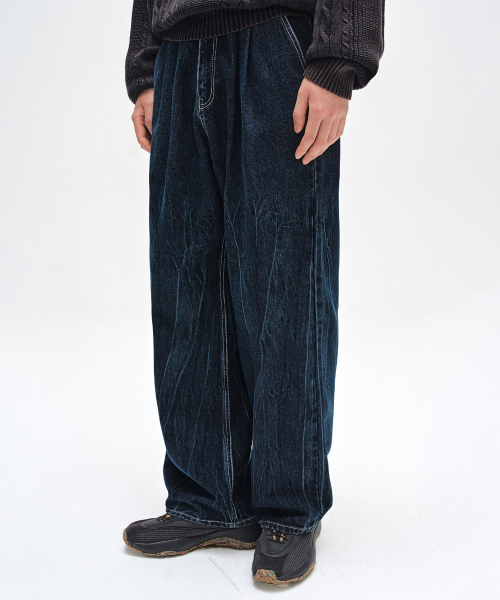 DECET(デケト)の「Dawn 2Pleats Wide Jeans DCPT007CRDBlue(デニムパンツ・レディース・その他・26/28/30/32/34)」の1枚目の写真