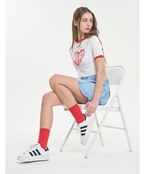 CLEVER FIELD（クレバーフィールド）の「ハートリンガークロップTシャツ[レッド]（Tシャツ/カットソー・レディース・その他・SMALL/MEDIUM）」の2枚目の写真
