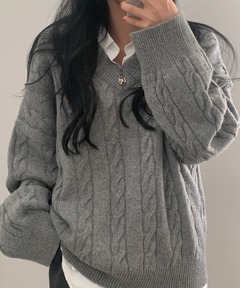 シャツドッキングケーブルニット（ニット/セーター）｜Arpege story