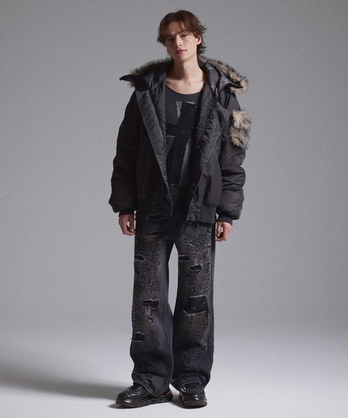 GRANCY】ファーポケットデザインフェードN2Bジャケット / Furpocket