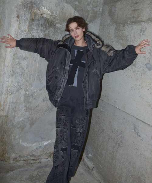 GRANCY(グランシー)の「【GRANCY】ファーポケットデザインフェードN2Bジャケット / Furpocket Design Faded N2B Jacket(ミリタリージャケット・メンズ・ピンク/ブラウン/ブラック・L/M/S)」の4枚目の写真