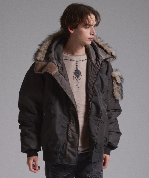 GRANCY(グランシー)の「【GRANCY】ファーポケットデザインフェードN2Bジャケット / Furpocket Design Faded N2B Jacket(ミリタリージャケット・メンズ・ピンク/ブラウン/ブラック・L/M/S)」の18枚目の写真