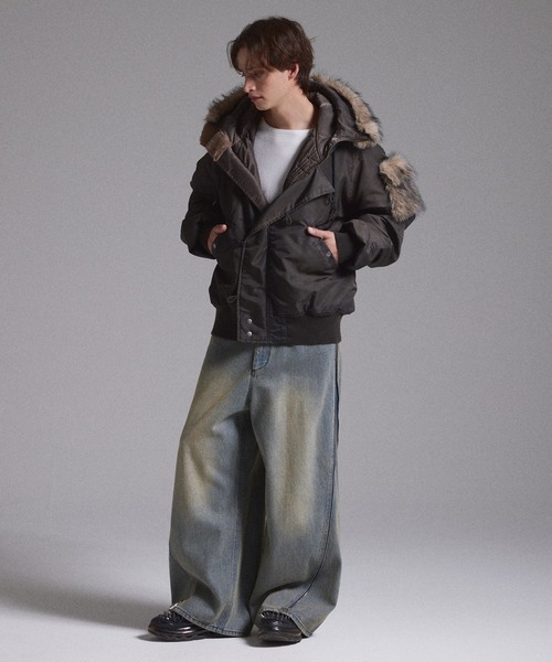 【GRANCY】ファーポケットデザインフェードN2Bジャケット　ピンクSサイズ GRANCY】ファーポケットデザインフェードN2Bジャケット / Furpocket