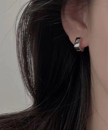 【Bz】シルバースクエアフープピアス/レディース/両耳用(T3)