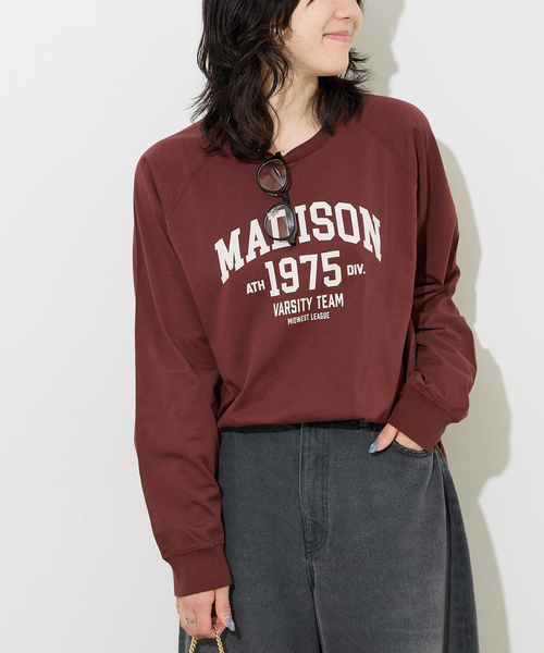 JOURNAL STANDARD relume(ジャーナルスタンダード レリューム)の「《追加2》ラグランスリーブカレッジロングスリーブTEE(Tシャツ/カットソー・レディース・ホワイト×ホワイト/ボルドー/ブラックミックス・FREE)」の3枚目の写真