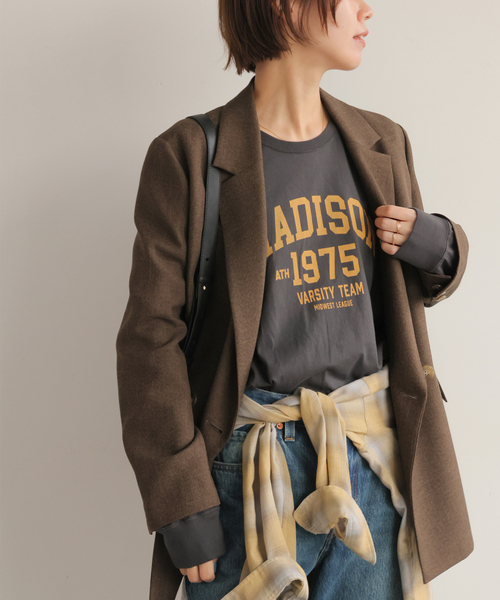 JOURNAL STANDARD relume(ジャーナルスタンダード レリューム)の「《追加2》ラグランスリーブカレッジロングスリーブTEE(Tシャツ/カットソー・レディース・ホワイト×ホワイト/ボルドー/ブラックミックス・FREE)」の6枚目の写真