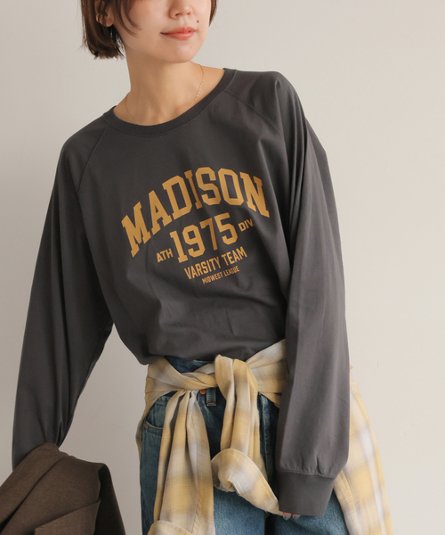 JOURNAL STANDARD relume(ジャーナルスタンダード レリューム)の「《追加2》ラグランスリーブカレッジロングスリーブTEE(Tシャツ/カットソー・レディース・ホワイト×ホワイト/ボルドー/ブラックミックス・FREE)」の7枚目の写真