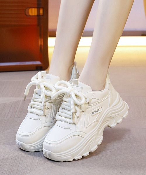 Miniministore(ミニミニストア)の「ダッドスニーカー レディース 厚底靴美脚(スニーカー・レディース・グレー/アイボリー/ブラック・24.5cm/23.5cm/24.0cm/23.0cm/22.5cm)」の2枚目の写真