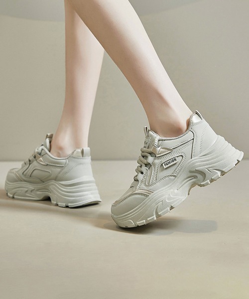 Miniministore(ミニミニストア)の「ダッドスニーカー レディース 厚底靴美脚(スニーカー・レディース・グレー/アイボリー/ブラック・24.5cm/23.5cm/24.0cm/23.0cm/22.5cm)」の6枚目の写真