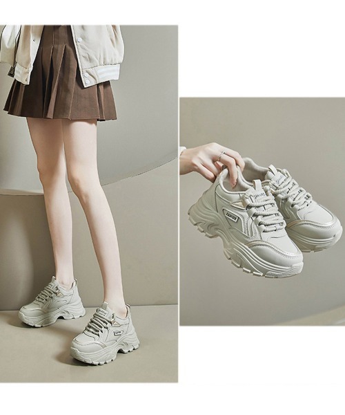 Miniministore(ミニミニストア)の「ダッドスニーカー レディース 厚底靴美脚(スニーカー・レディース・グレー/アイボリー/ブラック・24.5cm/23.5cm/24.0cm/23.0cm/22.5cm)」の7枚目の写真
