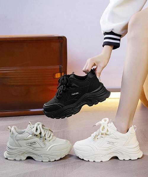Miniministore(ミニミニストア)の「ダッドスニーカー レディース 厚底靴美脚(スニーカー・レディース・グレー/アイボリー/ブラック・24.5cm/23.5cm/24.0cm/23.0cm/22.5cm)」の8枚目の写真