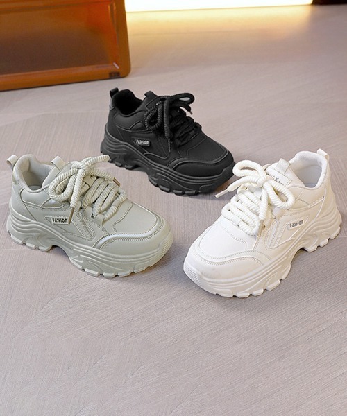 Miniministore(ミニミニストア)の「ダッドスニーカー レディース 厚底靴美脚(スニーカー・レディース・グレー/アイボリー/ブラック・24.5cm/23.5cm/24.0cm/23.0cm/22.5cm)」の11枚目の写真