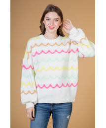 NEWIN（ニューイン）の「オーバーサイズウェーブストライプニットセーター（ニット/セーター）」