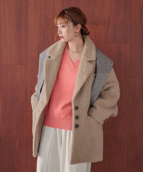 BAYFLOW（ベイフロー）の「[アレンジを楽しめる♪]サンカクニットストール（ストール/ショール・レディース・グレー/ブラック・FREE）」の3枚目の写真