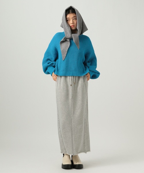 BAYFLOW（ベイフロー）の「[アレンジを楽しめる♪]サンカクニットストール（ストール/ショール・レディース・グレー/ブラック・FREE）」の7枚目の写真