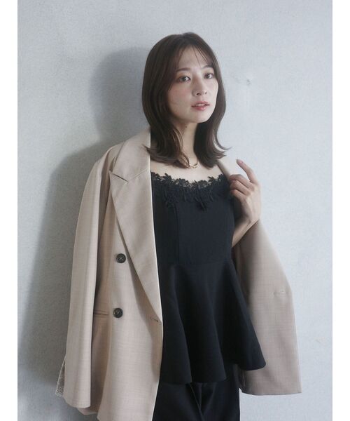 LAGUNAMOON(ラグナムーン)の「レースネックペプラムキャミソール 【夏服】【レイヤードトップス】【セットアップ対応】(キャミソール・レディース・ライトブルー/ブラック/その他1・FREE)」の12枚目の写真