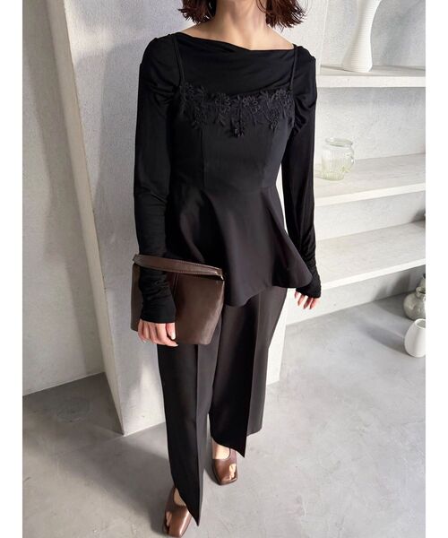 LAGUNAMOON（ラグナムーン）の「レースネックペプラムキャミソール（キャミソール・レディース・ライトブルー/ブラック/その他1・FREE）」の7枚目の写真