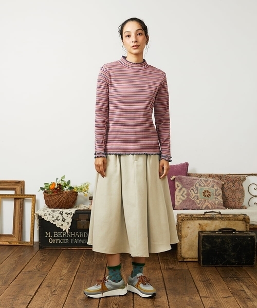 Jocomomola（ホコモモラ）の「Dentado ボーダーハイネックカットソー（Tシャツ/カットソー・レディース・ピンク/グリーン・40）」の10枚目の写真