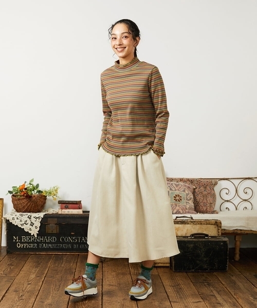 Jocomomola（ホコモモラ）の「Dentado ボーダーハイネックカットソー（Tシャツ/カットソー・レディース・ピンク/グリーン・40）」の15枚目の写真