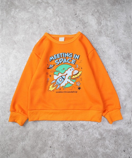 DILASH（ディラッシュ）の「ロケットプリントトレーナー（裏毛）（スウェット・キッズ・グレー/オレンジ・100/80/120/110/90/140/130）」の2枚目の写真