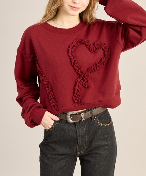 apres jour mignon(アプレジュールミニョン)の「ハートモチーフスウェット(スウェット・レディース・杢グレー/ネイビー/ボルドー・LARGE/フリー)」の3枚目の写真