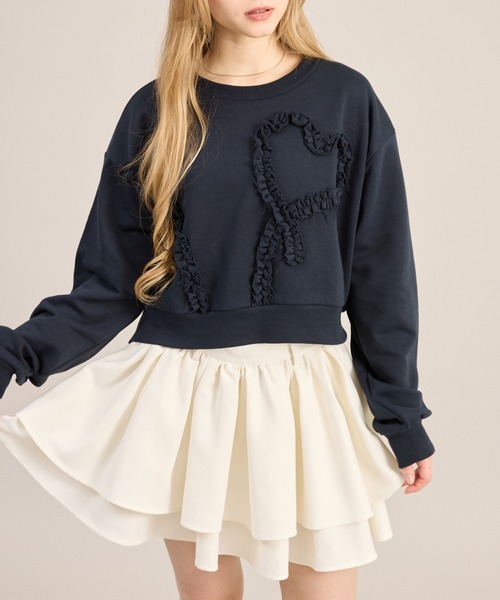 apres jour mignon(アプレジュールミニョン)の「ハートモチーフスウェット(スウェット・レディース・杢グレー/ネイビー/ボルドー・LARGE/フリー)」の4枚目の写真