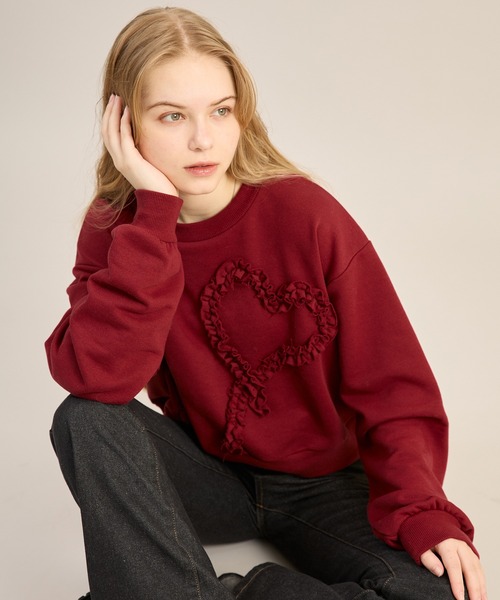 apres jour mignon(アプレジュールミニョン)の「ハートモチーフスウェット(スウェット・レディース・杢グレー/ネイビー/ボルドー・LARGE/フリー)」の7枚目の写真