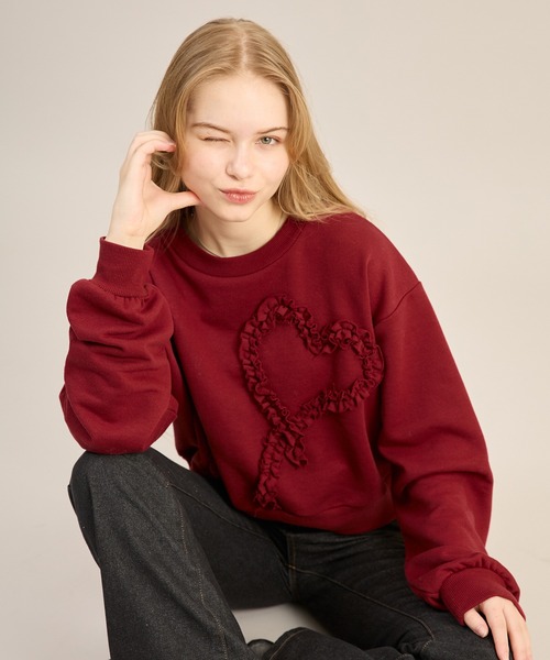 apres jour mignon(アプレジュールミニョン)の「ハートモチーフスウェット(スウェット・レディース・杢グレー/ネイビー/ボルドー・LARGE/フリー)」の8枚目の写真