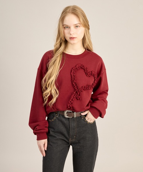 apres jour mignon(アプレジュールミニョン)の「ハートモチーフスウェット(スウェット・レディース・杢グレー/ネイビー/ボルドー・LARGE/フリー)」の9枚目の写真