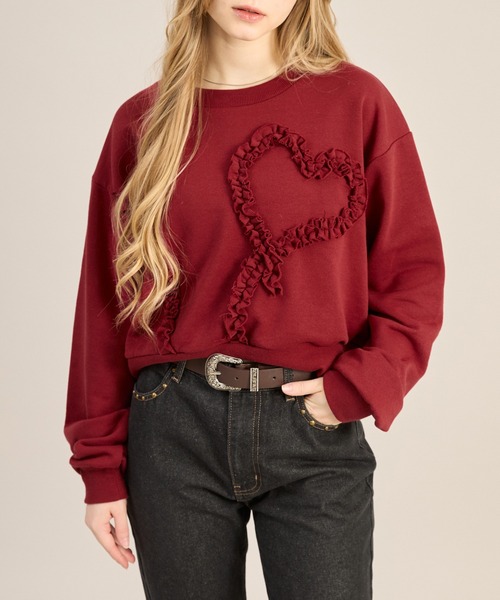 apres jour mignon(アプレジュールミニョン)の「ハートモチーフスウェット(スウェット・レディース・杢グレー/ネイビー/ボルドー・LARGE/フリー)」の12枚目の写真