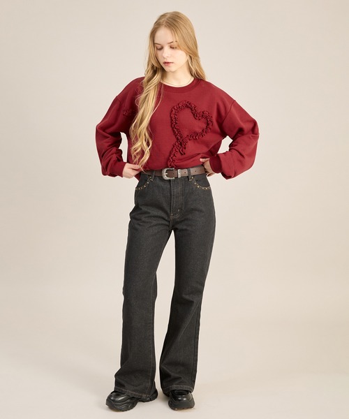 apres jour mignon(アプレジュールミニョン)の「ハートモチーフスウェット(スウェット・レディース・杢グレー/ネイビー/ボルドー・LARGE/フリー)」の13枚目の写真