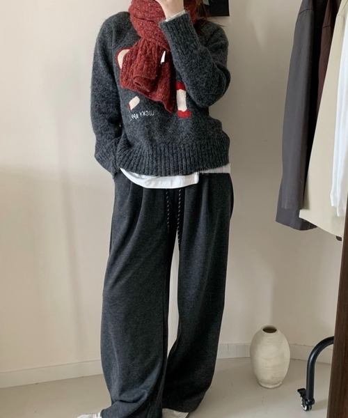 SHOUYO（ショウヨウ）の「りんごモチーフふわもこニット／オフホワイト・グレー・ダークグレー（ニット/セーター・レディース・オフホワイト/グレー/ダークグレー・M）」の7枚目の写真