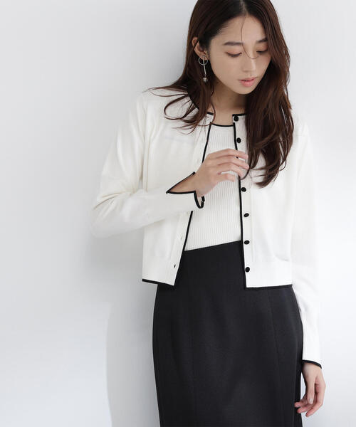 NATURAL BEAUTY BASIC(ナチュラルビューティーベーシック)の「◇クルミボタンバイカラーアンサンブル(カーディガン/ボレロ・レディース・ホワイト系その他/パープル系その他/グリーン系その他3/ブルー系その他6・FREE)」の11枚目の写真