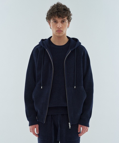 ESTNATION(エストネーション)の「ESTNATION / カシミヤタッチ ジップアップパーカー(パーカー・メンズ・ネイビー/アイボリー/ライトブルー・MEDIUM/SMALL/LARGE)」の9枚目の写真