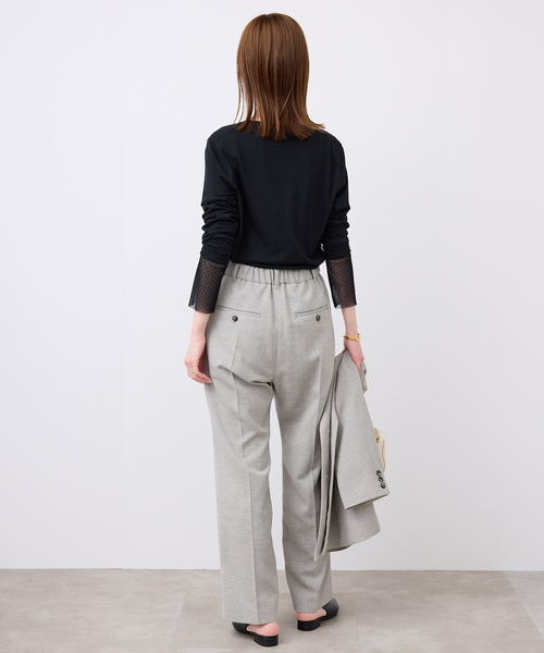 SLOBE IENA(スローブイエナ)の「《追加4》レイヤードフロッキードットスリーブロンTEE(Tシャツ/カットソー・レディース・ホワイト/ブラック・FREE)」の4枚目の写真