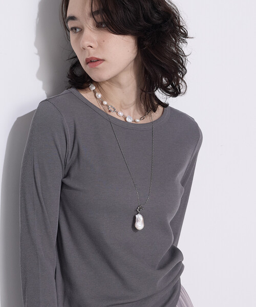 COMME CA Wardrobe（コムサワードローブ）の「綿キュプラベアテレコ プルオーバー（Tシャツ/カットソー・レディース・グレー/ホワイト・FREE）」の13枚目の写真