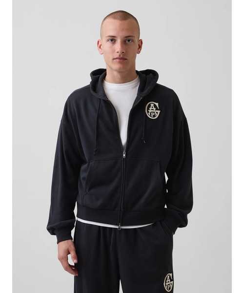 新品　完売商品　GAP オーバーサイズ フレンチテリー ジップアップパーカー　S Gap公式オンラインストア | オーバーサイズ GAPロゴ フレンチテリー