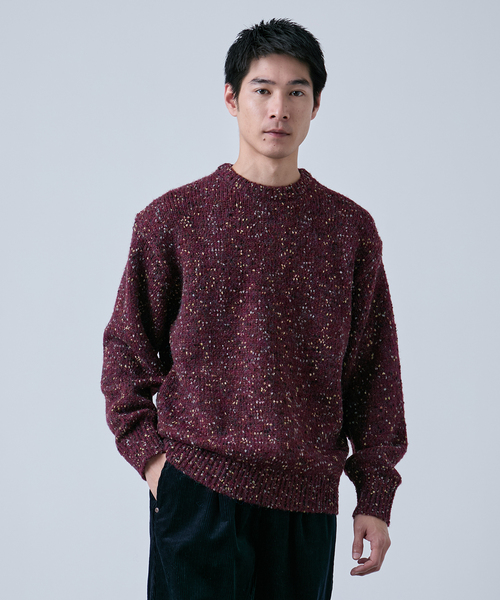 B.C STOCK(ベーセーストック)の「ポコポコ クルーネックニット(ニット/セーター・メンズ・レッド/チャコールグレー/ブラック/ブラウン・FREE)」の4枚目の写真