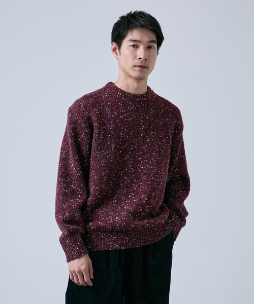 B.C STOCK(ベーセーストック)の「ポコポコ クルーネックニット(ニット/セーター・メンズ・レッド/チャコールグレー/ブラック/ブラウン・FREE)」の14枚目の写真
