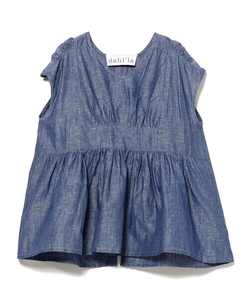 fennica(フェニカ)の「dahl'ia / ギャザースリーブ ブラウス(シャツ/ブラウス・レディース・インディゴブルー・ONE SIZE)」の1枚目の写真